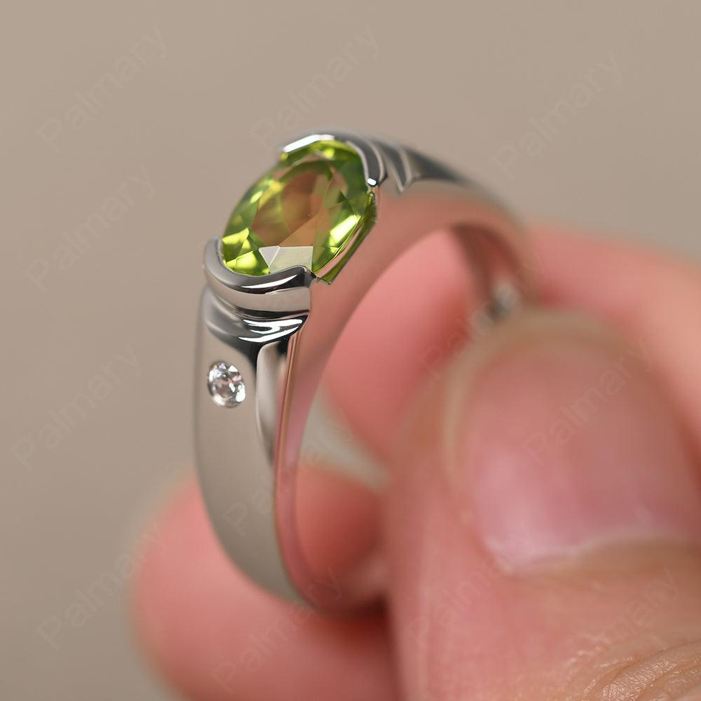 East West Oval Cut Peridot Ring - Palmary