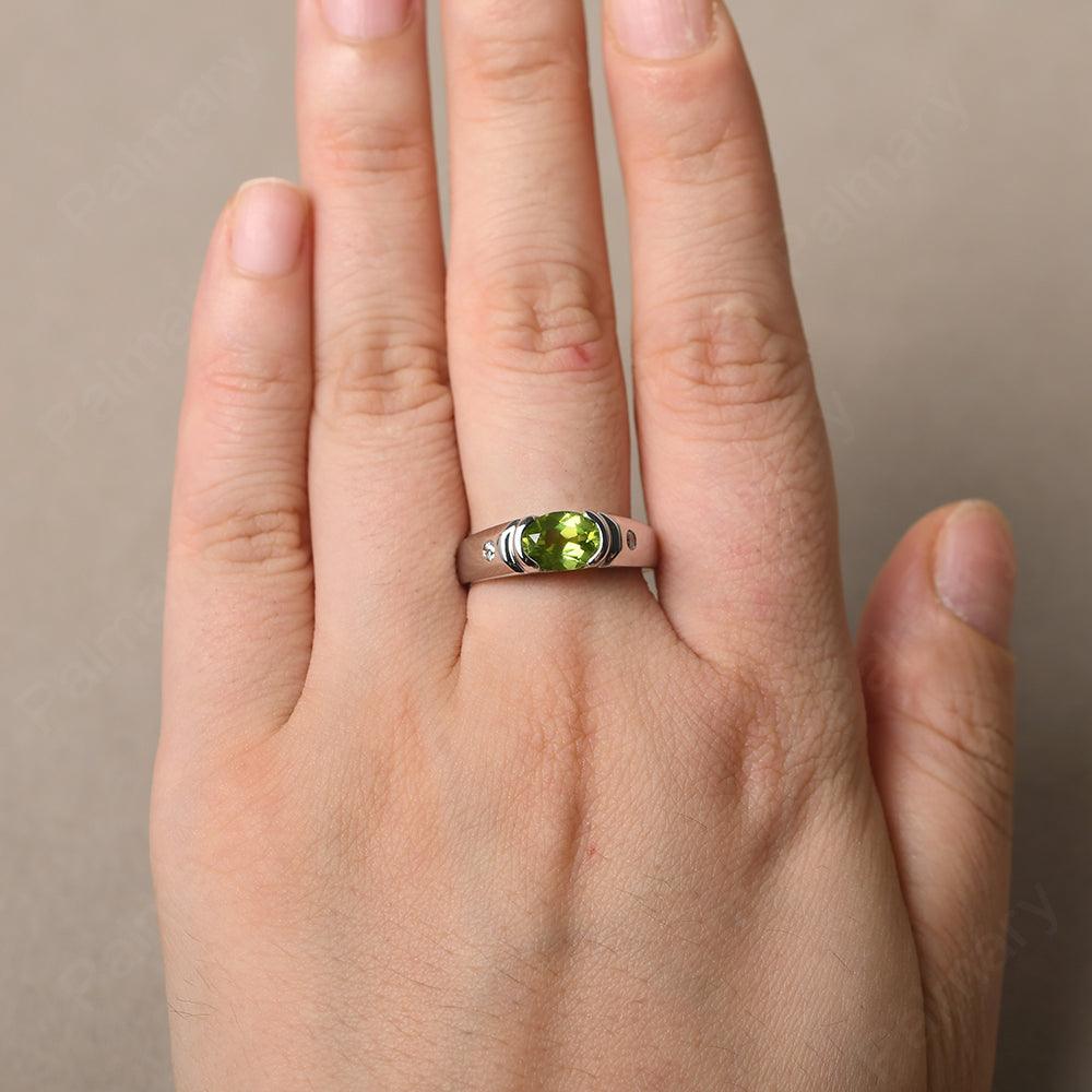 East West Oval Cut Peridot Ring - Palmary