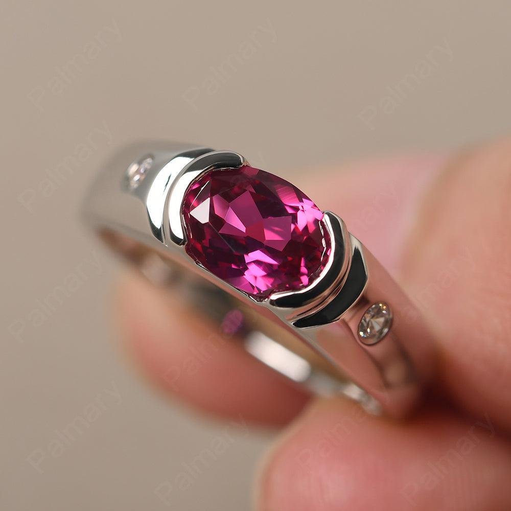 East West Oval Cut Ruby Ring - Palmary