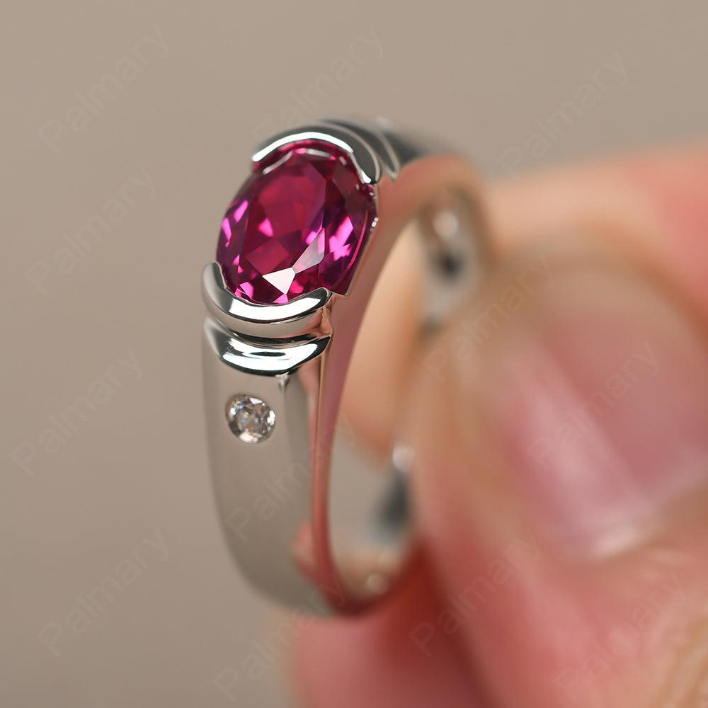 East West Oval Cut Ruby Ring - Palmary