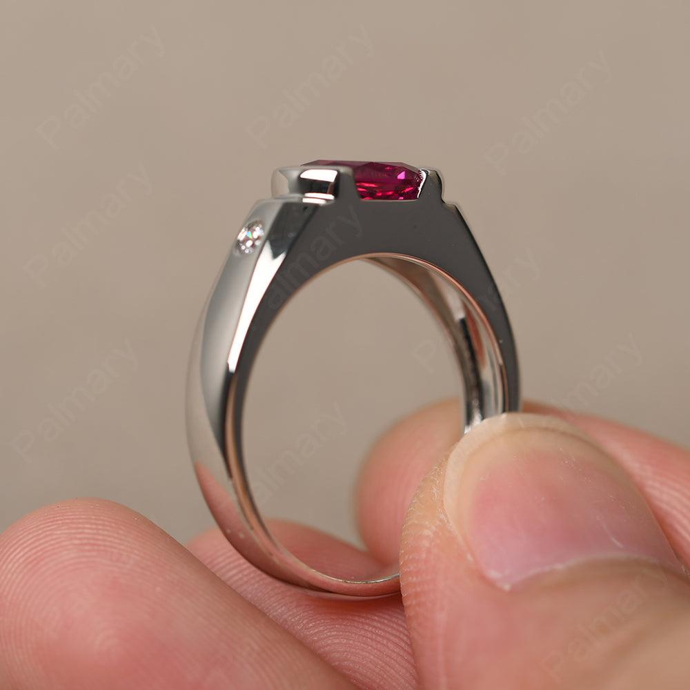 East West Oval Cut Ruby Ring - Palmary