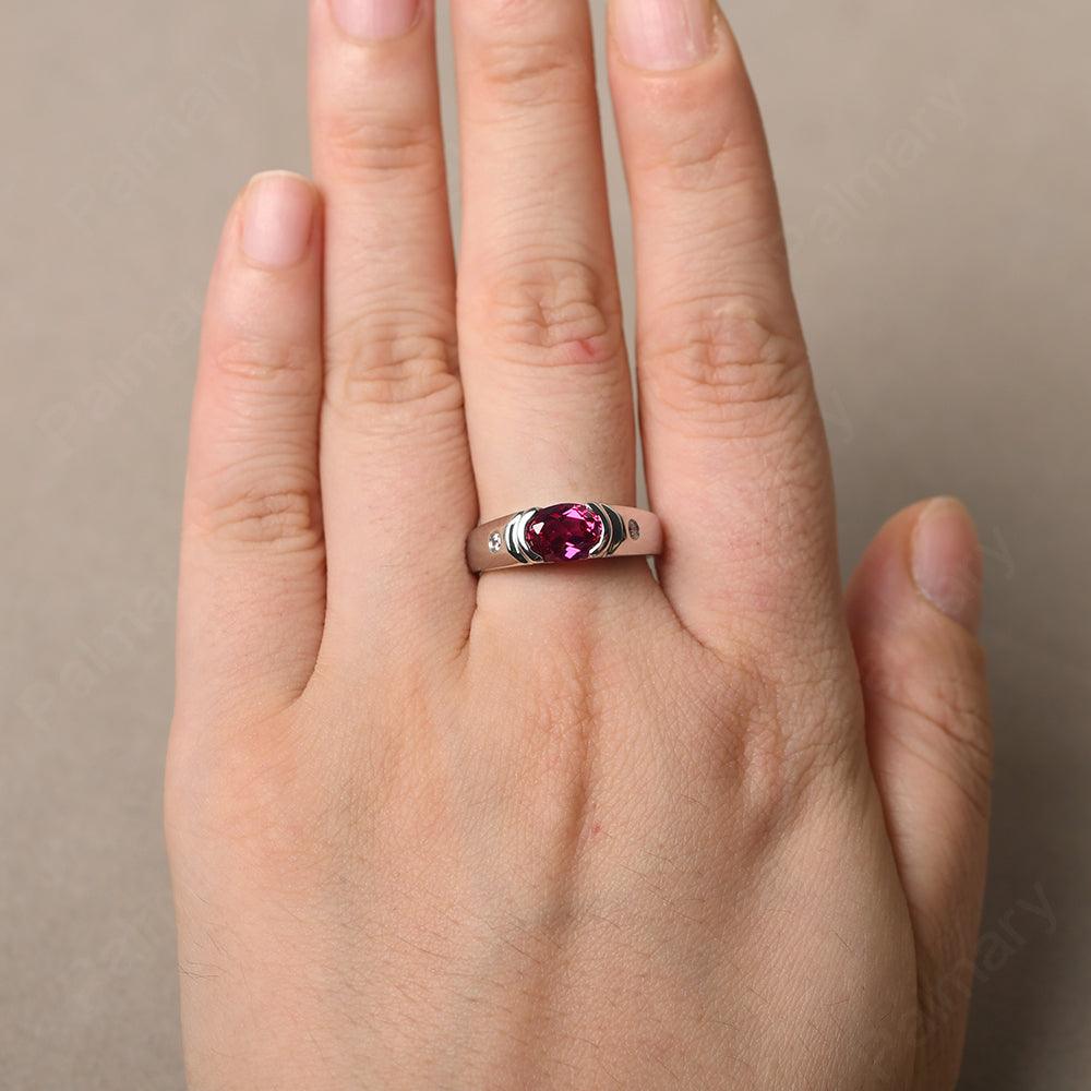 East West Oval Cut Ruby Ring - Palmary