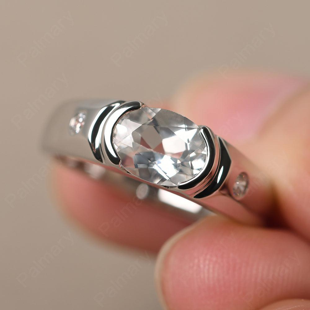 East West Oval Cut White Topaz Ring - Palmary