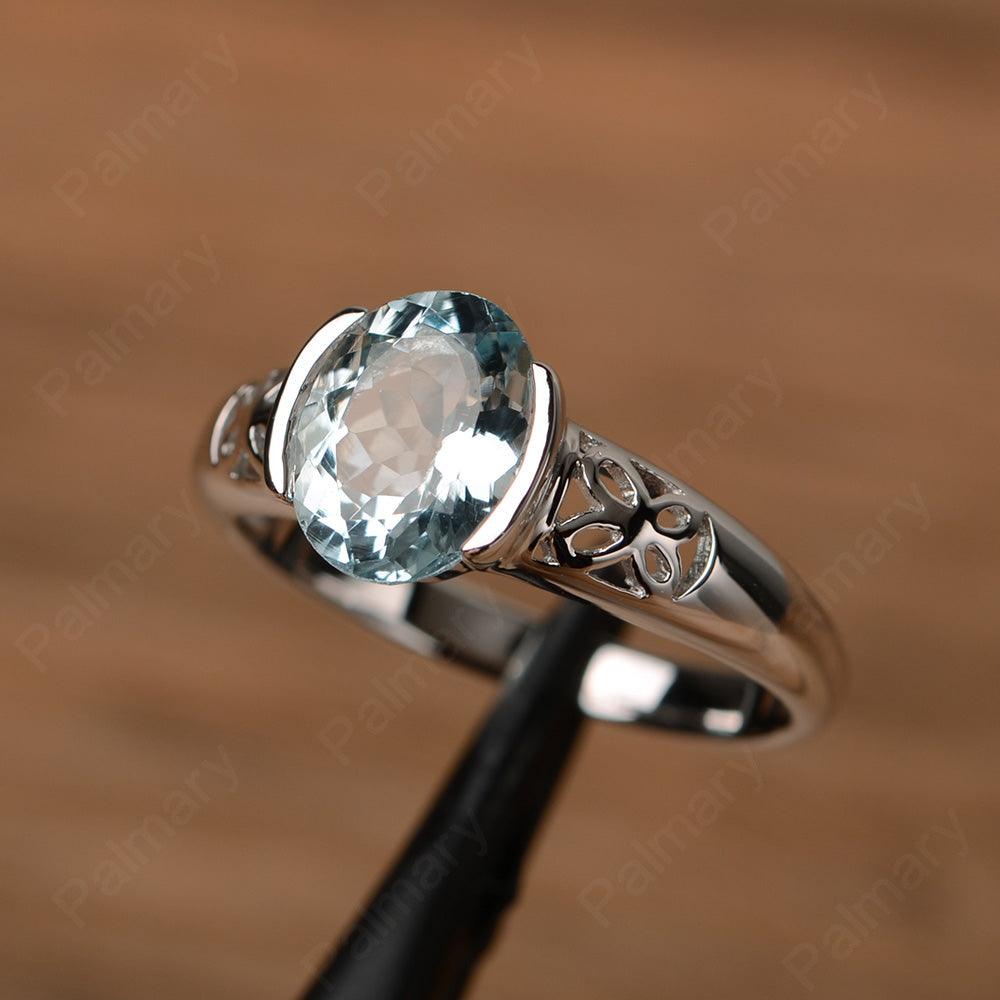 Oval Vintage Aquamarine Engagement Rings - Palmary