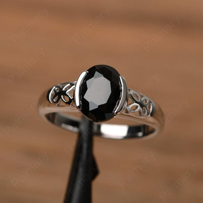 Oval Vintage Black Spinel Engagement Rings - Palmary