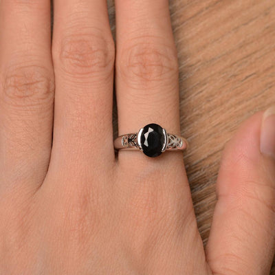 Oval Vintage Black Spinel Engagement Rings - Palmary