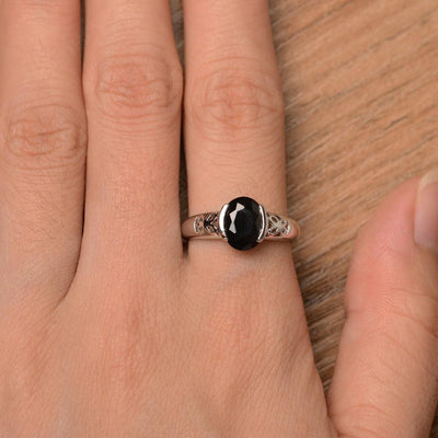 Oval Vintage Black Spinel Engagement Rings - Palmary