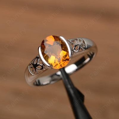 Oval Vintage Citrine Engagement Rings - Palmary
