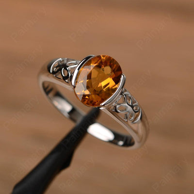 Oval Vintage Citrine Engagement Rings - Palmary