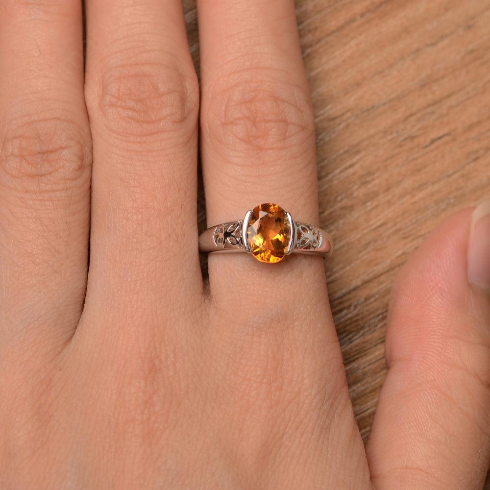 Oval Vintage Citrine Engagement Rings - Palmary