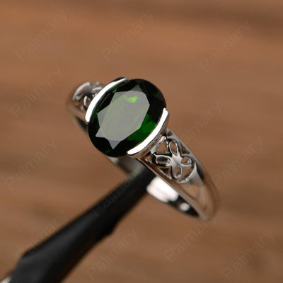 Oval Vintage Diopside Engagement Rings - Palmary