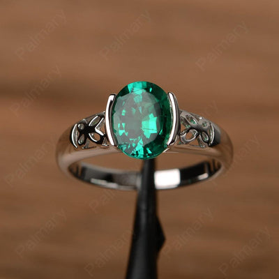 Oval Vintage Emerald Engagement Rings - Palmary