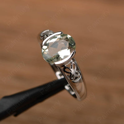 Oval Vintage Green Amethyst Engagement Rings - Palmary