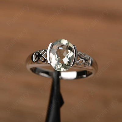 Oval Vintage Green Amethyst Engagement Rings - Palmary