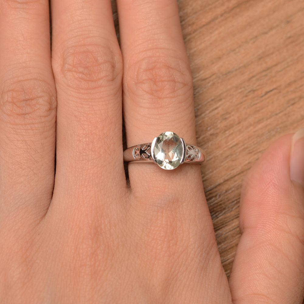 Oval Vintage Green Amethyst Engagement Rings - Palmary