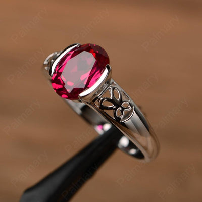 Oval Vintage Ruby Engagement Rings - Palmary