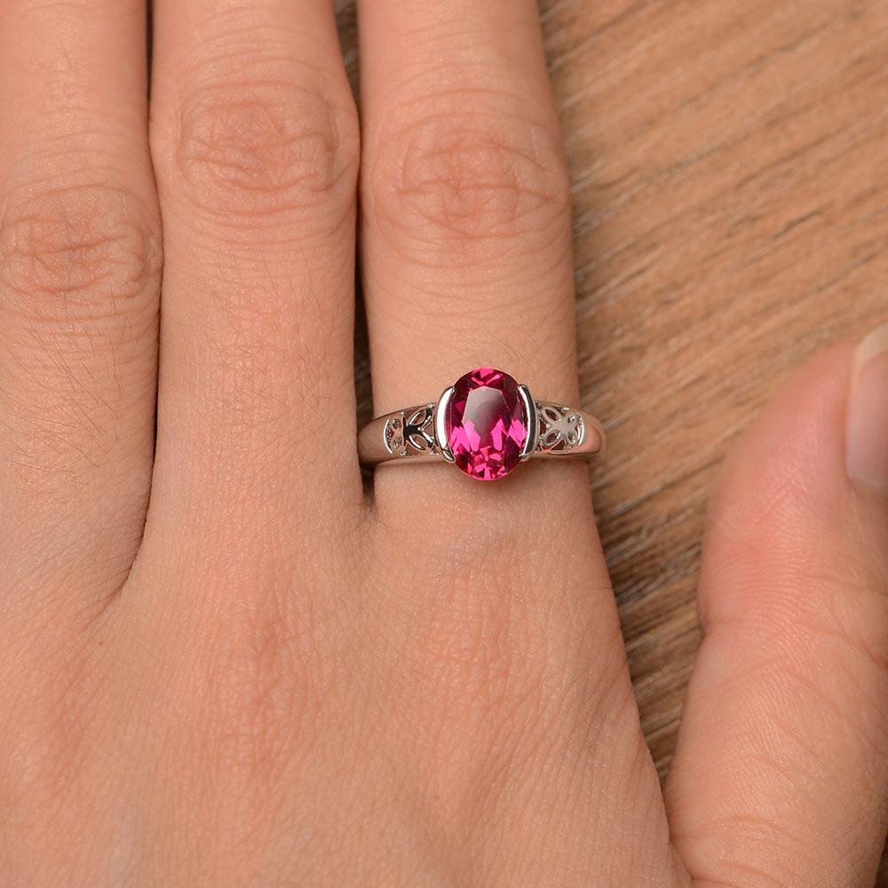 Oval Vintage Ruby Engagement Rings - Palmary