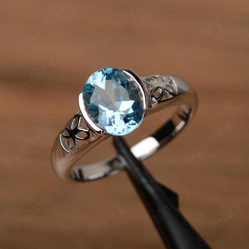 Oval Vintage Swiss Blue Topaz Engagement Rings - Palmary