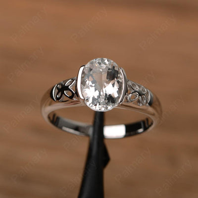 Oval Vintage White Topaz Engagement Rings - Palmary