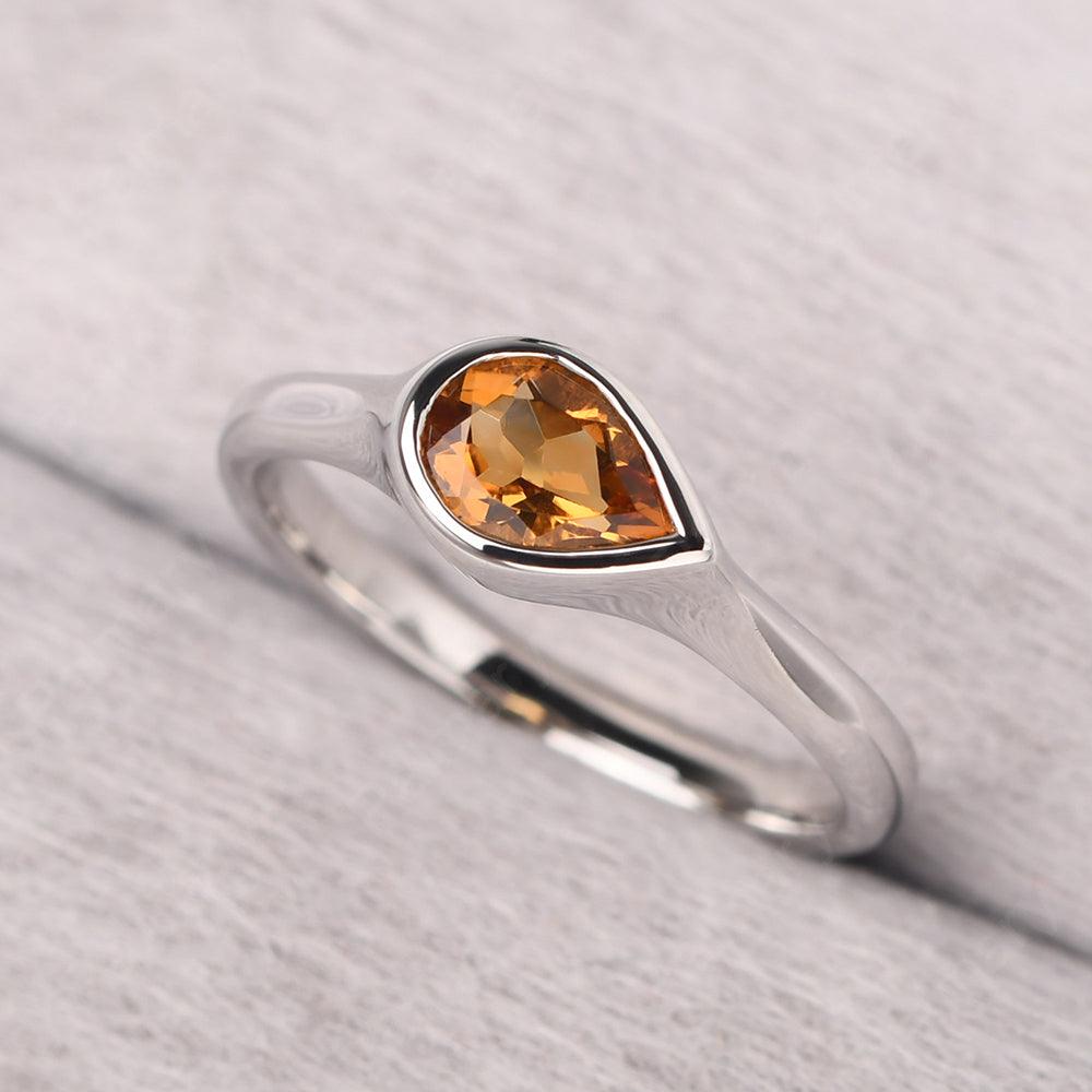 Bezel Setting Horizontal Citrine Ring - Palmary