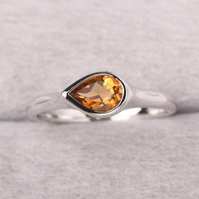 Bezel Setting Horizontal Citrine Ring - Palmary