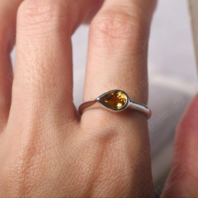 Bezel Setting Horizontal Citrine Ring - Palmary