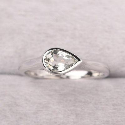 Bezel Setting Horizontal Green Amethyst Ring - Palmary