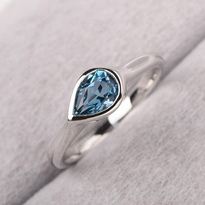 Bezel Setting Horizontal London Blue Topaz Ring - Palmary