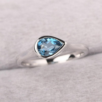 Bezel Setting Horizontal London Blue Topaz Ring - Palmary