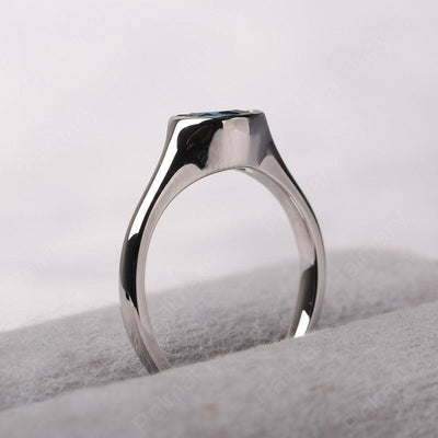 Bezel Setting Horizontal London Blue Topaz Ring - Palmary