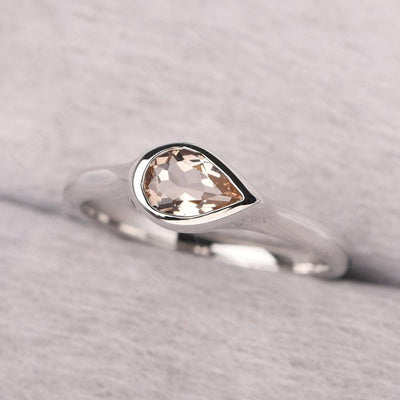 Bezel Setting Horizontal Morganite Ring - Palmary