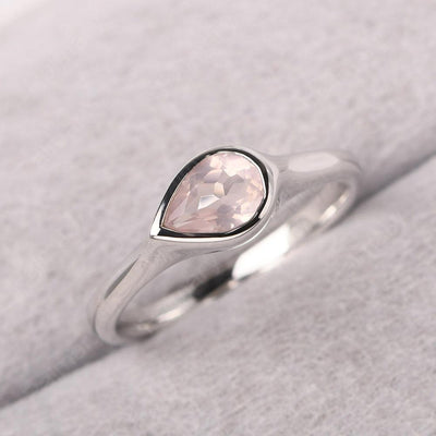 Bezel Setting Horizontal Rose Quartz Ring - Palmary