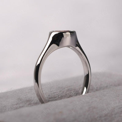 Bezel Setting Horizontal Rose Quartz Ring - Palmary