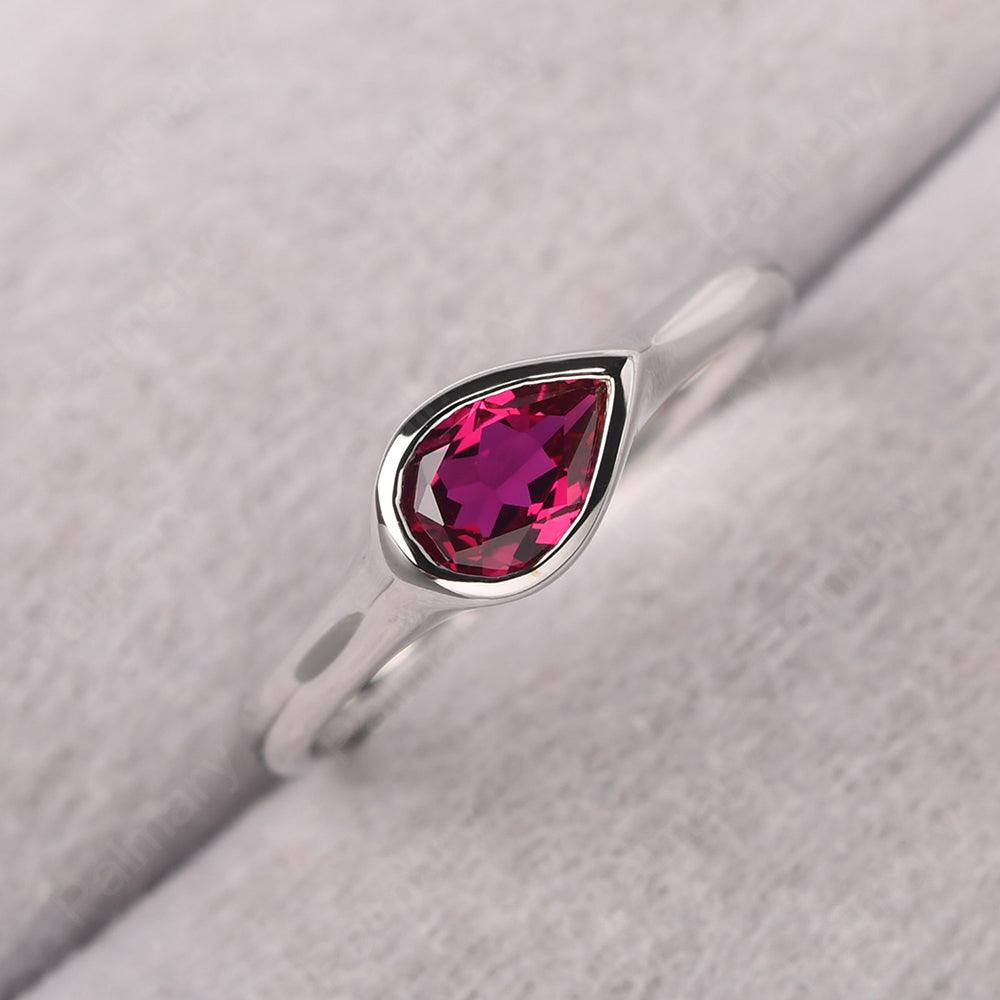 Bezel Setting Horizontal Ruby Ring - Palmary