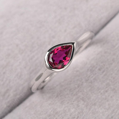 Bezel Setting Horizontal Ruby Ring - Palmary