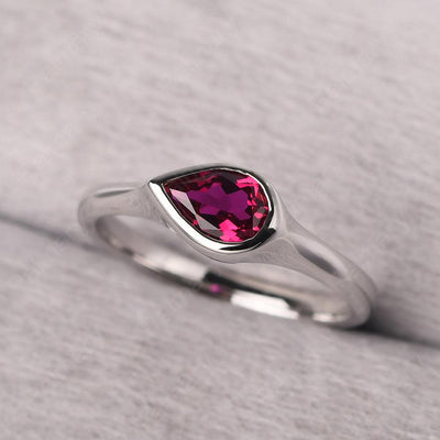 Bezel Setting Horizontal Ruby Ring - Palmary