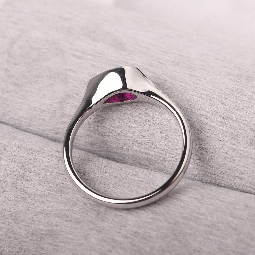 Bezel Setting Horizontal Ruby Ring - Palmary