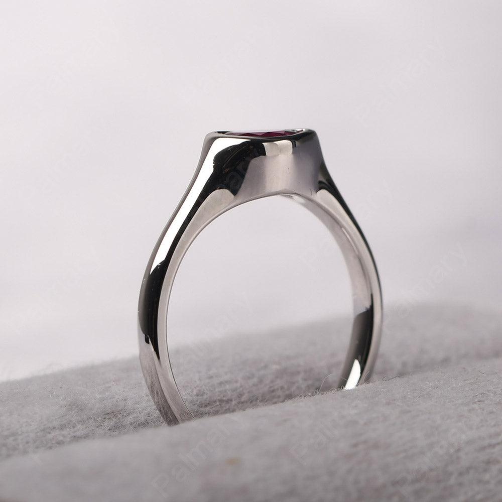 Bezel Setting Horizontal Ruby Ring - Palmary