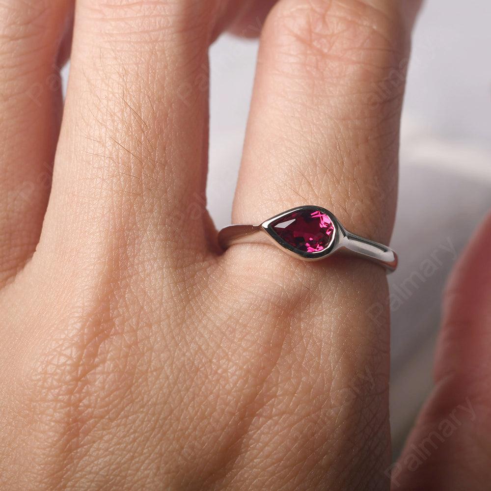 Bezel Setting Horizontal Ruby Ring - Palmary