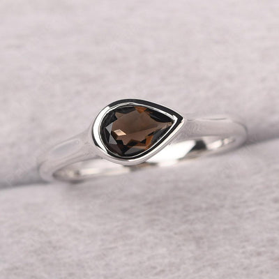 Bezel Setting Horizontal Smoky Quartz  Ring - Palmary