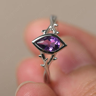 Bezel Setting Pear Shaped Amethyst Ring - Palmary