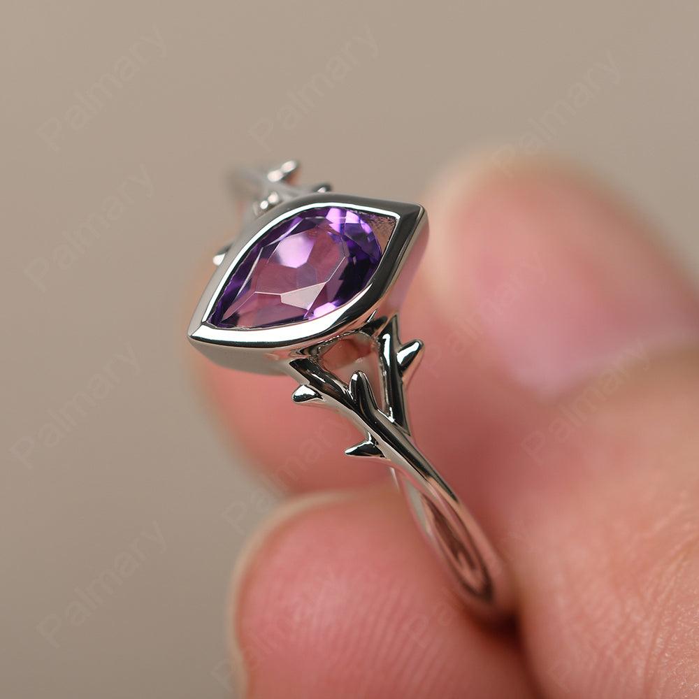 Bezel Setting Pear Shaped Amethyst Ring - Palmary