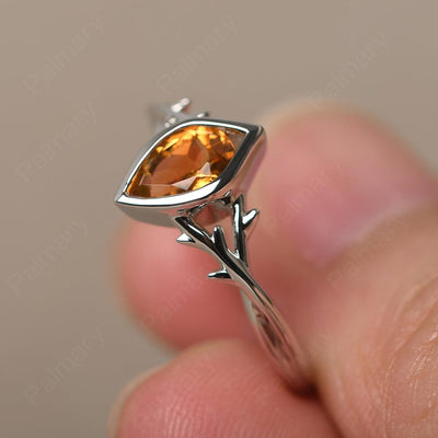 Bezel Setting Pear Shaped Citrine Ring - Palmary
