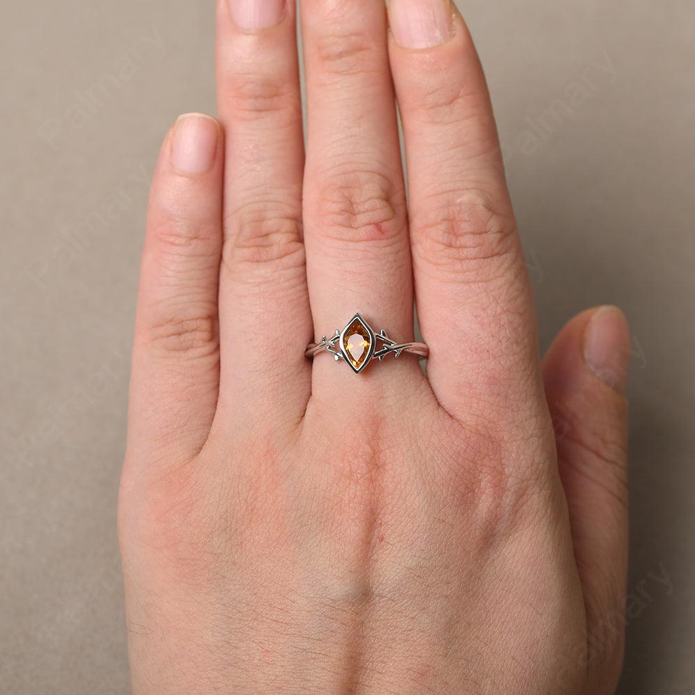Bezel Setting Pear Shaped Citrine Ring - Palmary