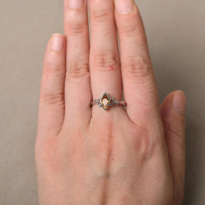 Bezel Setting Pear Shaped Citrine Ring - Palmary