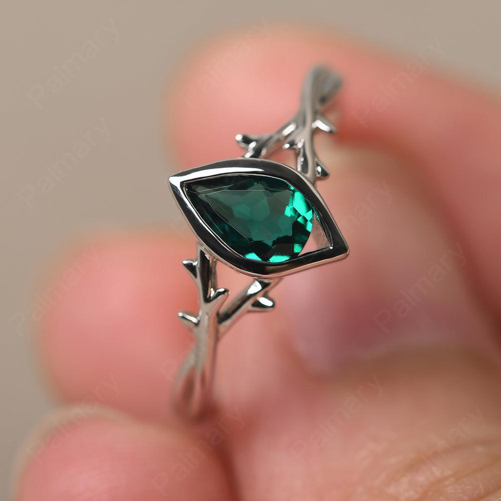 Bezel Setting Pear Shaped Emerald Ring - Palmary