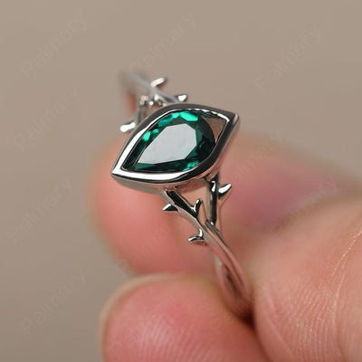 Bezel Setting Pear Shaped Emerald Ring - Palmary