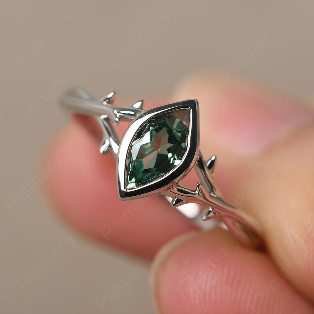 Bezel Setting Pear Shaped Green Sapphire Ring - Palmary