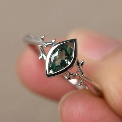 Bezel Setting Pear Shaped Green Sapphire Ring - Palmary