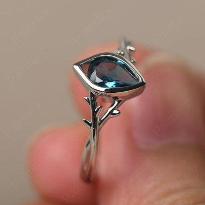 Bezel Setting Pear Shaped London Blue Topaz Ring - Palmary